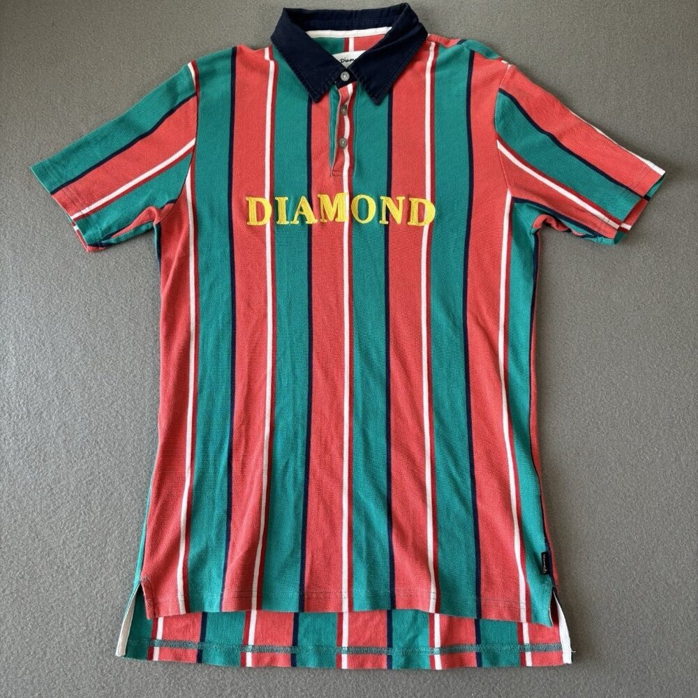 Diamond Supply Co Rugby Polo Shirt‎ Embroidered Logo Mens M Skateboard Colourful